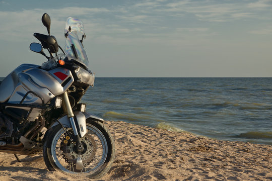 Motorcycle on sea beash