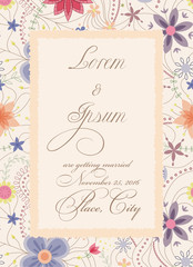Vintage wedding invitation with torn paper banner