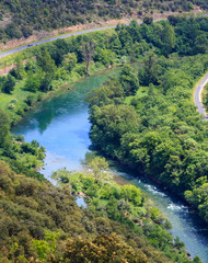 Summer valley River Tarn. Millau, France.