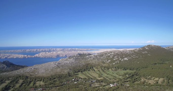 Aerial, Hills, Landscape And Bay At Karlobag, Croatia- Ungraded Material