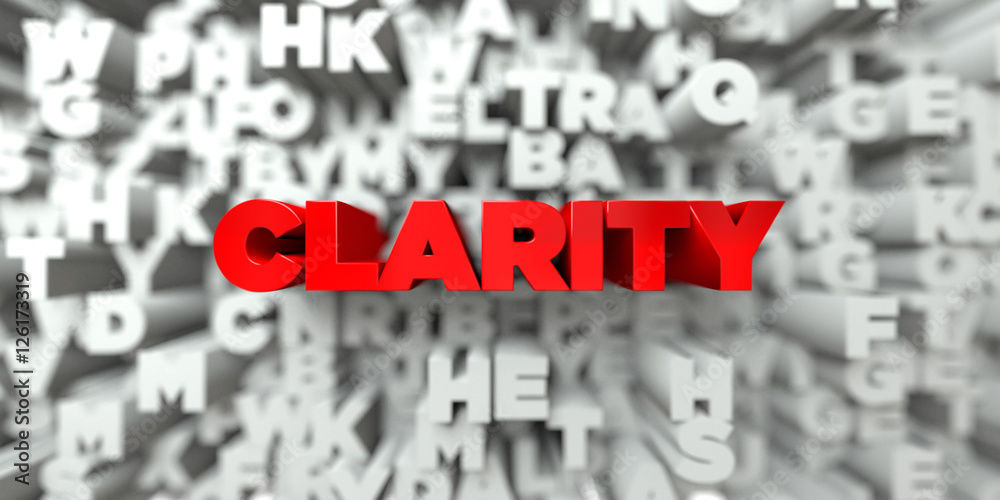 Fototapete clarity - red text on typography background - 3d rendered royalty free stock image. this image can b
