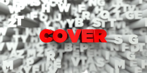 COVER -  Red text on typography background - 3D rendered royalty free stock image. This image can be used for an online website banner ad or a print postcard.