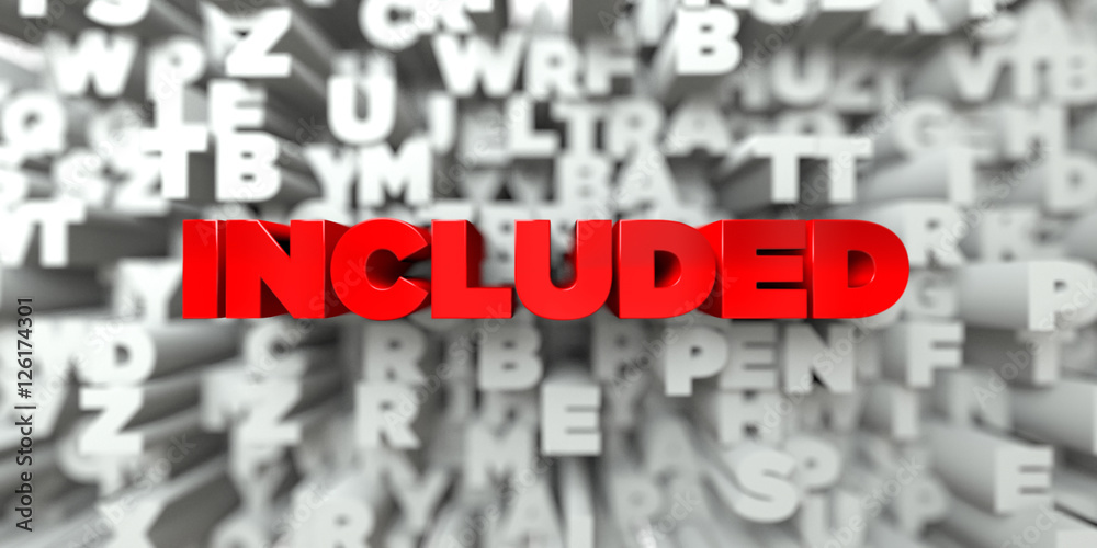Fototapete included - red text on typography background - 3d rendered royalty free stock image. this image can 