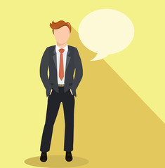 Infographics business man without face, hands in pockets. Full length portraits of elegant, handsome man in suit. Flat design. Vector cartoon illustration