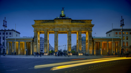 Fototapeta na wymiar BERLIN, GERMANY - circa 2016: Tourists in front of the Brandenburg Gate.