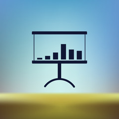 Flat paper cut style icon of a presentation stand