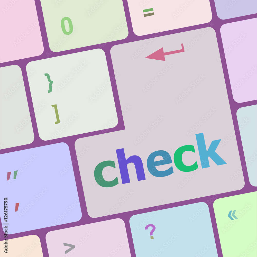 Poster check button on computer pc keyboard key