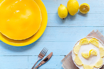 Homemade lemon cheesecake,