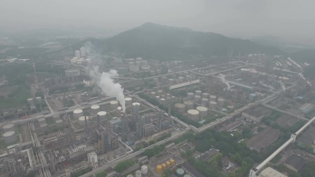 Aerial view Chinese oil refinery