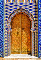 Die verzierte goldene Tür, Fes, Marokko