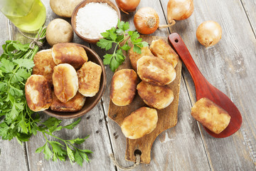 Fototapeta premium Fried pastry with potato