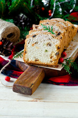 Traditional Christmas cake with dried fruits, raisins