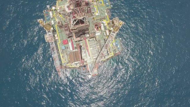 Chinese offshore oil platform aerial view