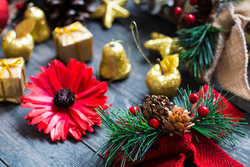 Christmas collection,over wooden background