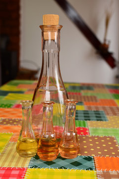 Old plum brandy on the table