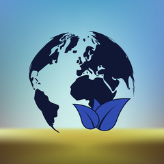 Flat paper cut style icon of eco planet
