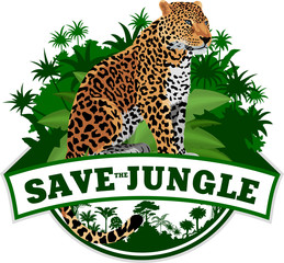 Vector Jungle Emblem with leopard