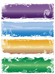 A set of 4 grunge banners with different metallic gradient color