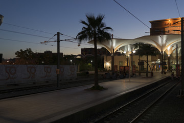 Fototapeta na wymiar Early in the morning at the station of Morocco