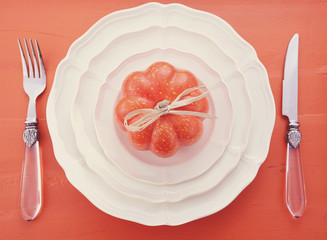 Orange theme Halloween Thanksgiving table place setting.