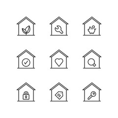 Line icons. Homes. Flat symbols