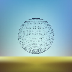 Polygonal Element. Sphere with Lines and Dots
