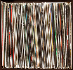 Stack of old vinyl records