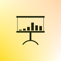 Flat paper cut style icon of a presentation stand