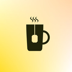 Flat paper cut style icon of hot tea cup