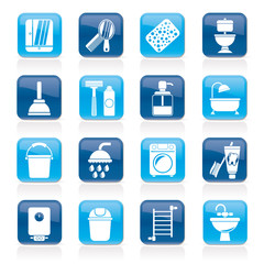 Bathroom and hygiene objects icons - vector icon set