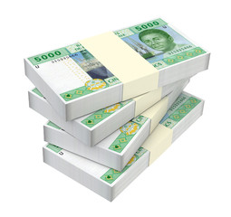 Central African CFA francs isolated on white background. 3D illustration.