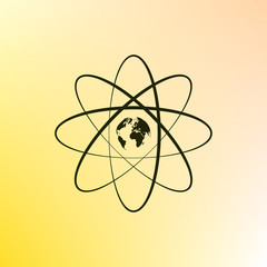 Flat paper cut style icon of science symbol
