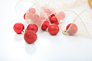 Christmas balls on white background