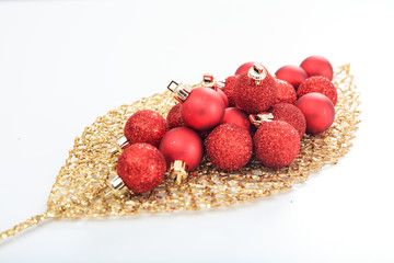 Christmas balls on white background