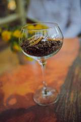 coffee beans in glass