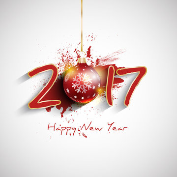 Grunge Happy New Year bauble background