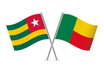 Togo and Benin flags. Vector illustration.