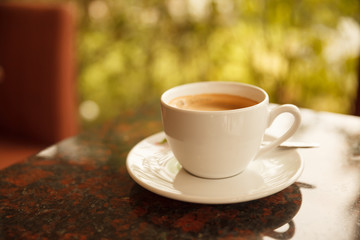 Coffee cup in coffee shop Vintage style.