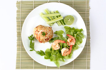 Fried rice with shrimp call Khao Pad Kong in Thai