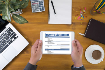 Fototapeta na wymiar Income Statement Employment Businessman Assessment Balance