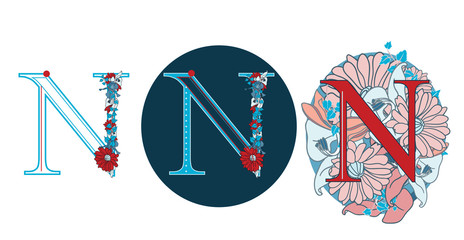 Vector flower initial N