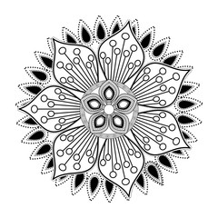 Mandale icon. Bohemic ornament indian and decoration theme. Black and white design. Vector illustration
