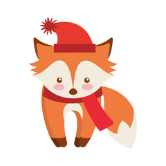 fox winter clothes character vector illustration design