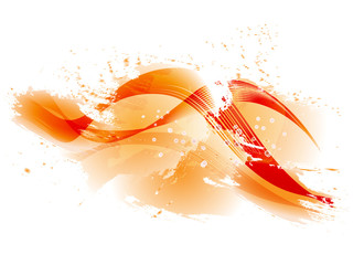 Abstract wave monochrome background with watercolor stains. EPS10 vector illustration