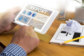 Report Business Plan businessman hand working