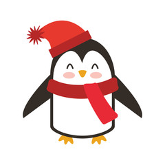 penguin winter clothes icon vector illustration design