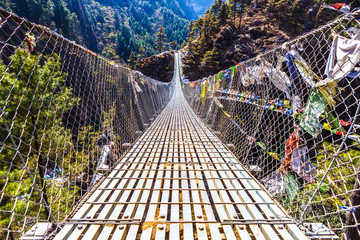 Dughla Waterfall Suspension Bridge in Nepal