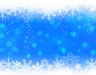 クリスマス背景　雪の結晶　イルミネーション