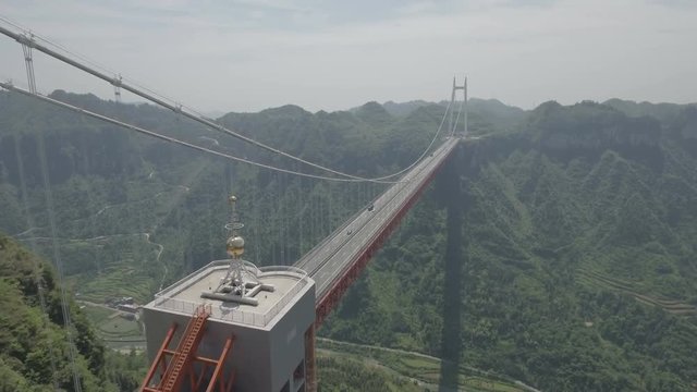 Aerial view of the Aizhai suspension bridge in Hunan province, China