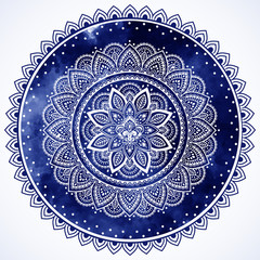 Bohemian Indian Mandala towel print. Vintage Henna tattoo style 